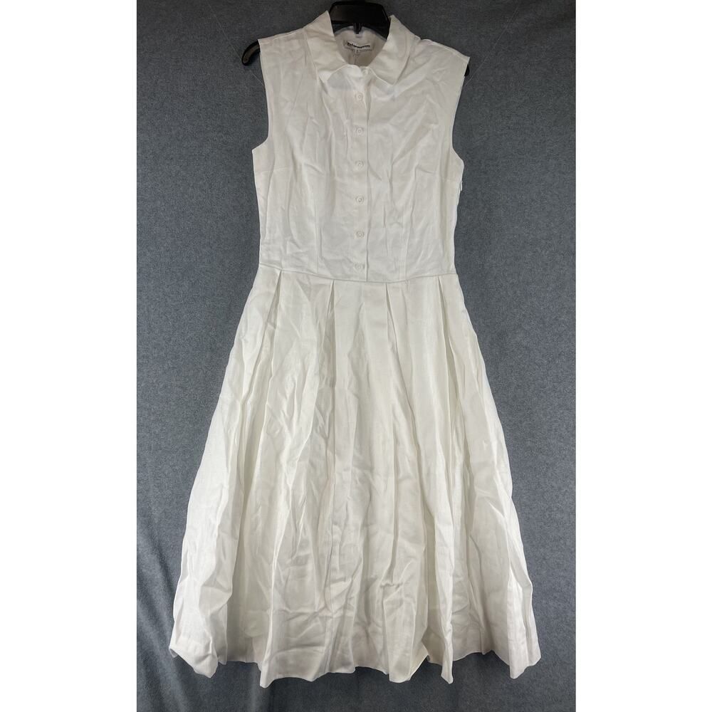 Anthropologie Reformation Prim 100% Linen Midi Dress Size 6 White